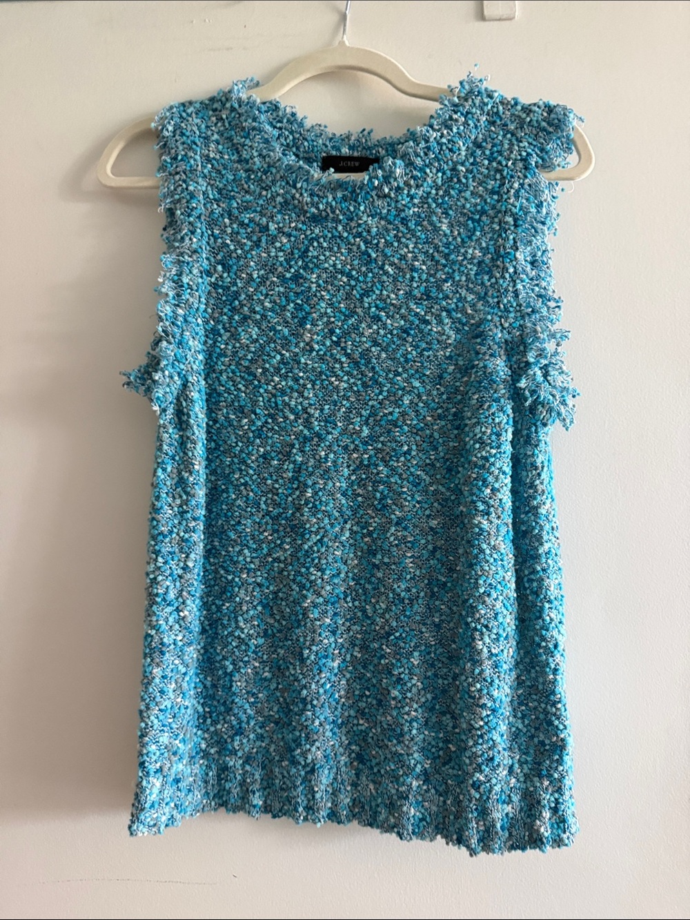 J. Crew Bright Aqua Textured Bouclé Sleeveless Top